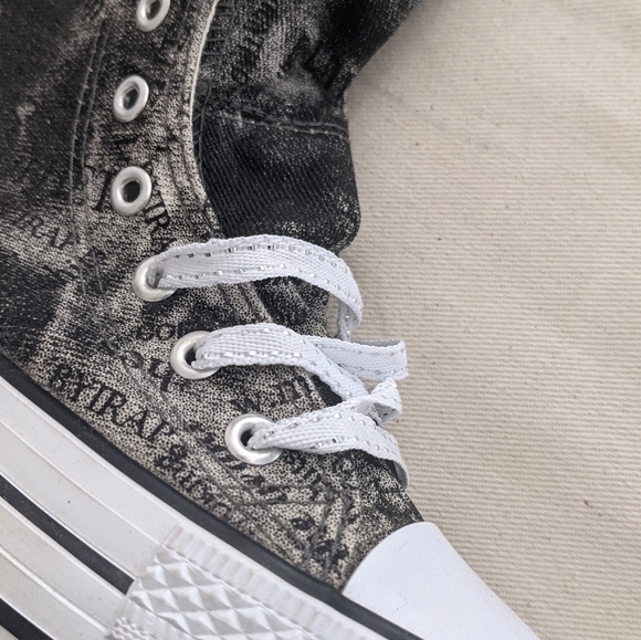 Black graffiti platform Zipper tall sneaker - Picture 4 of 4